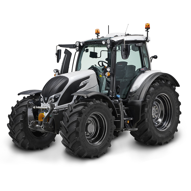valtra n4 series blue in a studio